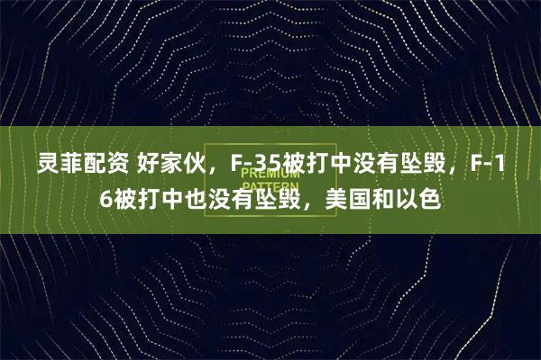 灵菲配资 好家伙,F-35被打中没有坠毁,F-16被打中也没有坠毁,美国和以色